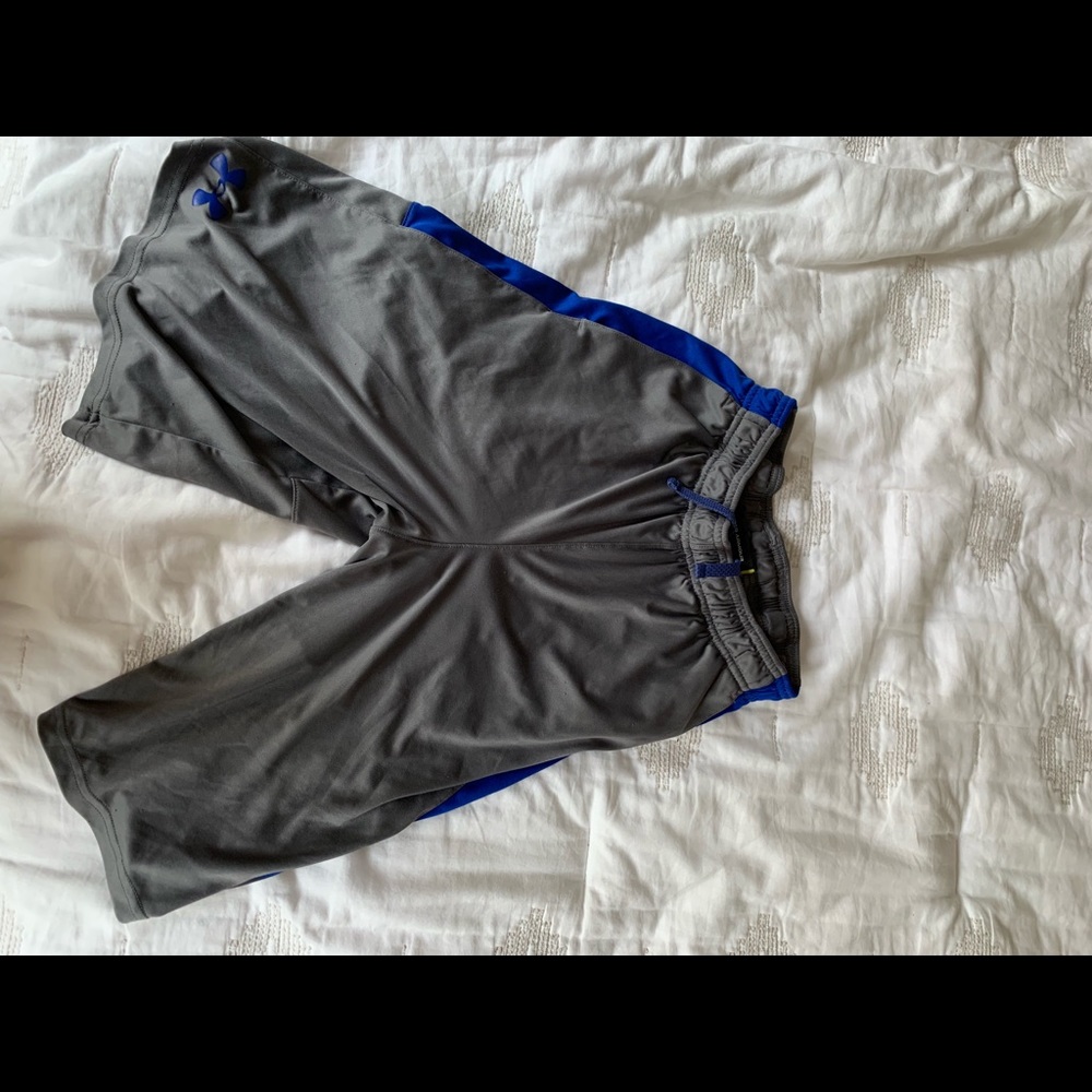 Gray and blue under armour shorts.(Good condition)